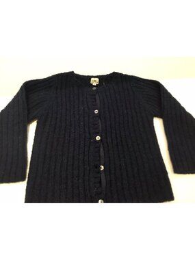 Bonton Navy Wool Unisex Kids Cardigan Size 6